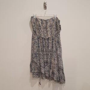 NWT Free People Strapless Flowy Elegant Blue and Cream Women's Dress Size Large